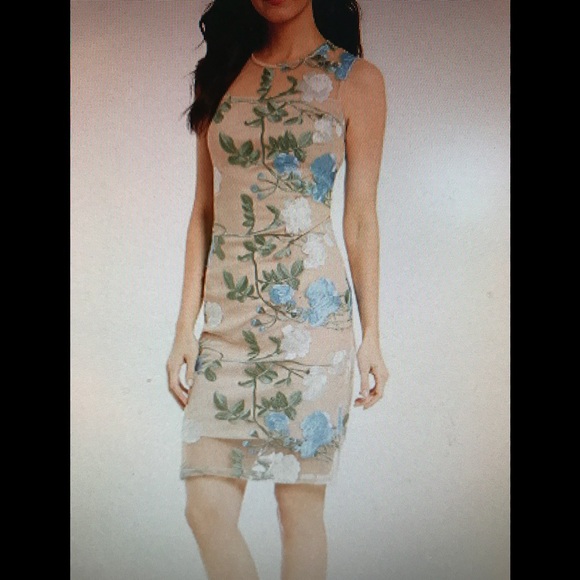 calvin klein floral embroidered sheath dress
